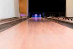 Free photo low view bowling alley