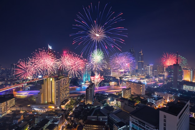 Loy kratong festival in bangkok city