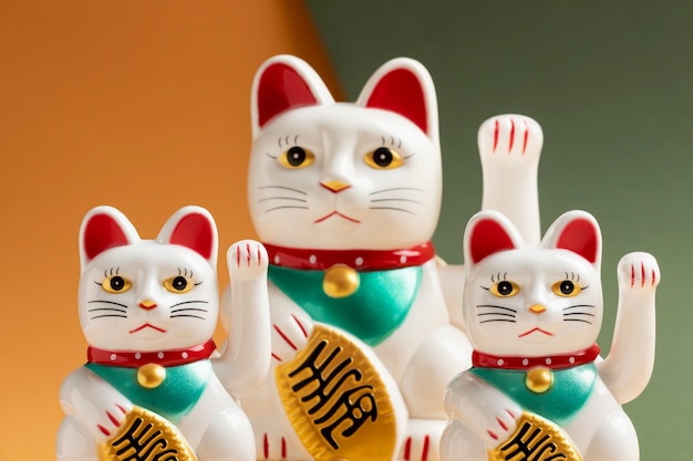 Lucky cats arrangement still life