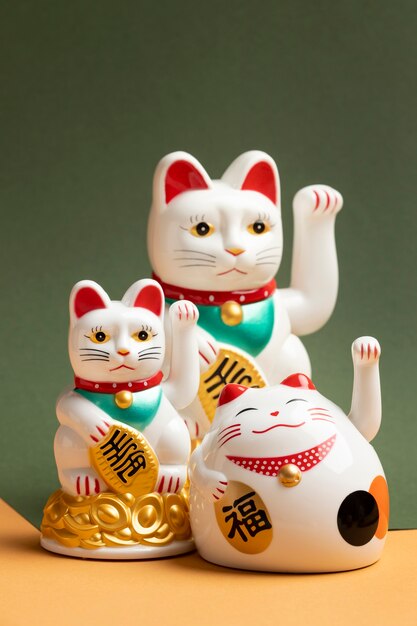 Lucky cats with golden details
