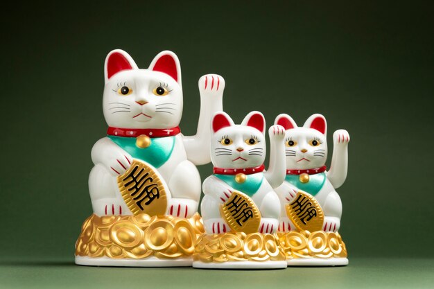 Lucky cats with green background