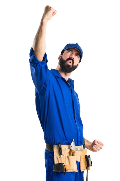 Free photo lucky plumber