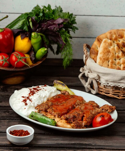 Lule kebab set on the table