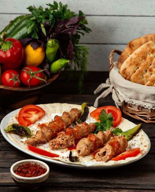 Lule kebab set on the table