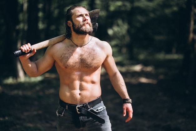Free photo lumberjack with an axe