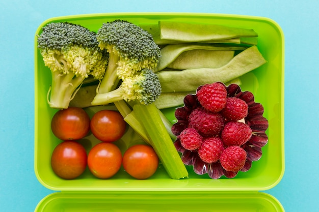 Lunchbox with fruits and vegetables