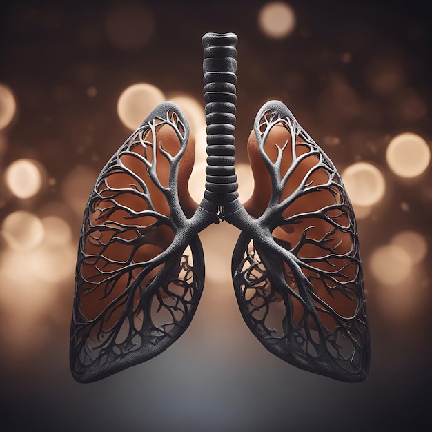 Foto gratuita anatomia dei polmoni sul rendering 3d dello sfondo bokeh