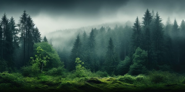 Foto gratuita foresta lussureggiante sullo sfondo che incornicia una scena naturale