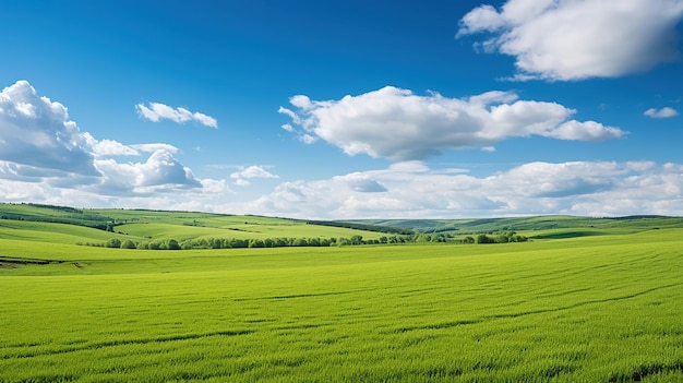 Lush grass and ripe wheat in a natural setting