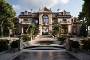 Free photo luxurious neoclassical mansion background