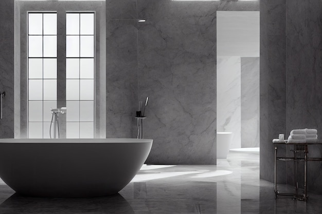 Bagno di lusso con hotel interno moderno in marmo o design per la casa con spazio natur pulito ed elegante