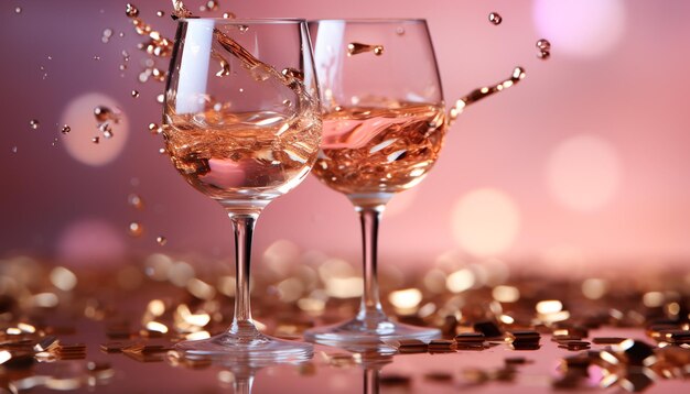 人工知能が生成するシャンパンロマンスエレガンスパーティー成功グルメ付きの豪華なお祝いワイン