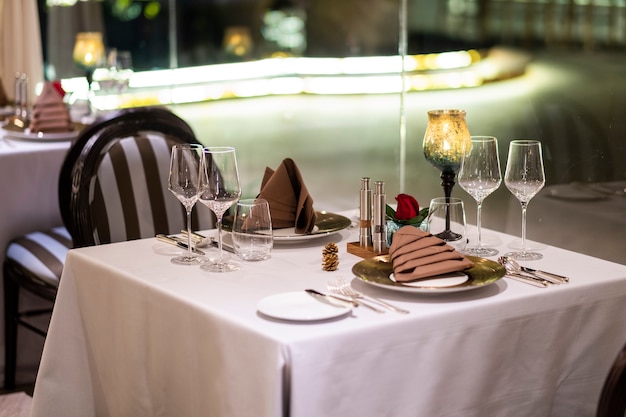 luxury dinner table in hotel