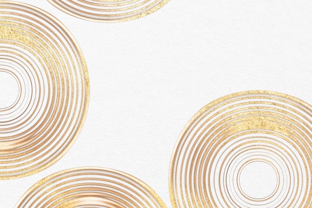 白い円パターンの抽象的なアートの豪華な金の織り目加工の背景