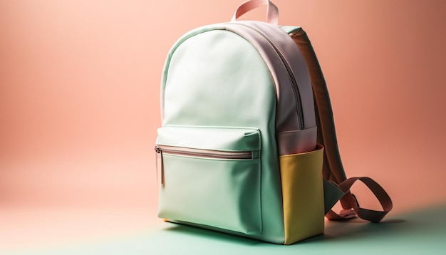 Luxury leather backpack carries student summer book generated by AI