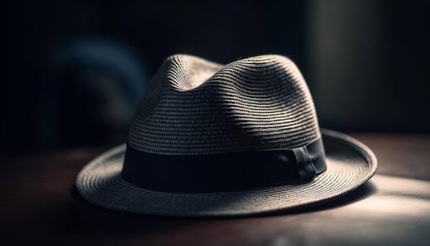 Бесплатное фото Роскошная кожаная шляпа-федора современного дизайна черного цвета, сгенерированная искусственным интеллектом