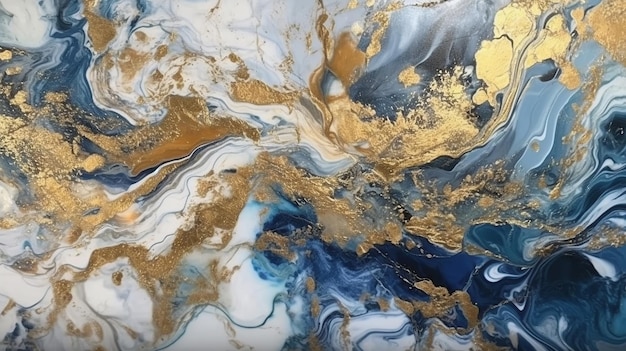 Free photo luxury marble background digital art marbling texture blue gold ai generated image