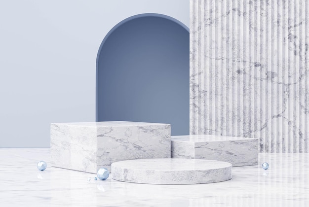 Luxury Marble podium cylinder pedestal showcase 3d background empty scene for placing products