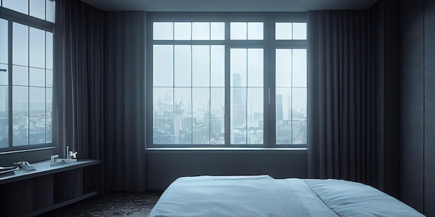 Foto gratuita camera da letto di lusso in stile moderno interno di una camera d'albergo illustrazione dell'ia generativa