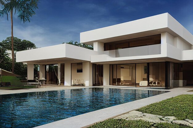 Luxury pool villa spectacular contemporary design digital art real estate home house and property ge