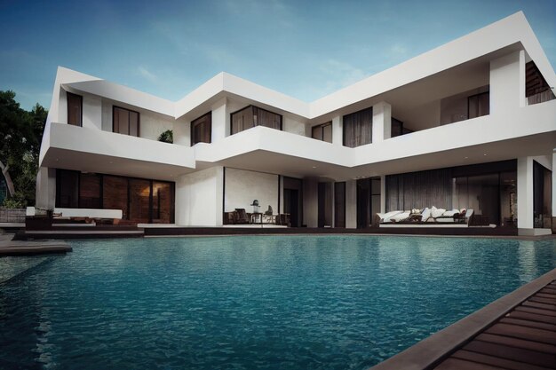 Luxury pool villa spectacular contemporary design digital art real estate home house and property ge