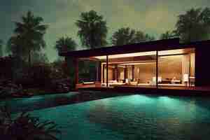 Free photo luxury pool villa spectacular contemporary design digital art real estate home house and property ge