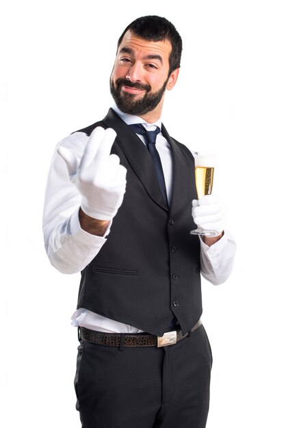 Luxury waiter coming gesture