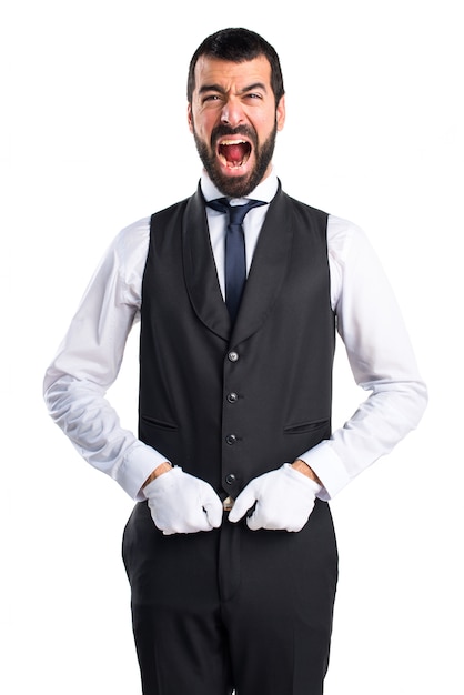 Luxury waiter shouting