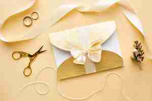 Free photo luxury wedding concept golden envelope