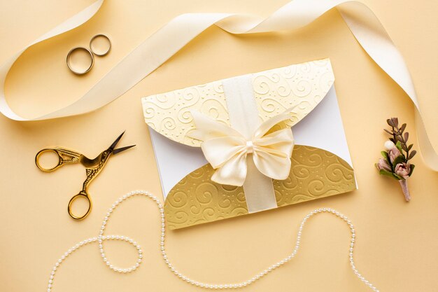 Luxury wedding concept golden envelope