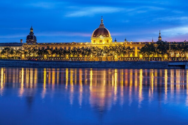 Lyon after sunset with Saone river