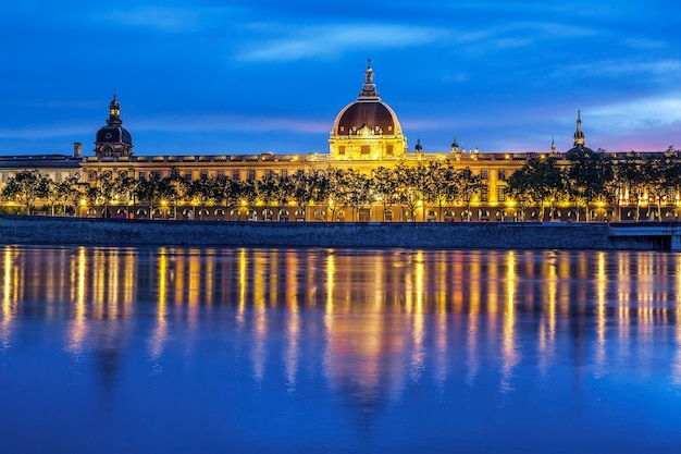 Lyon after sunset with Saone river