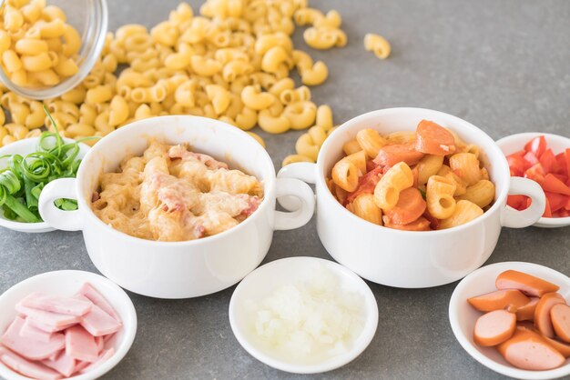 macaroni cheese and ham