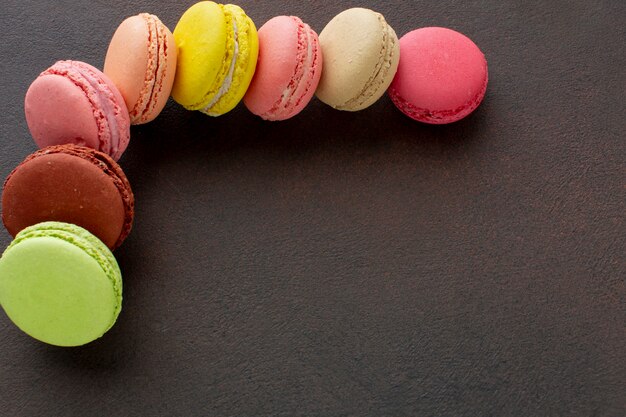 Macarons assortment with copy space