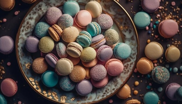 Free photo macaroons a french gourmet indulgence generated by ai