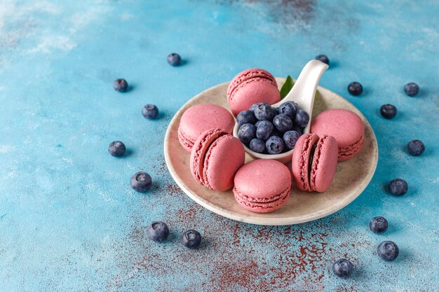 Macaroons with blueberries.