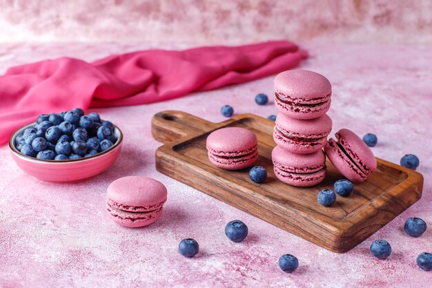 Macaroons with blueberries.