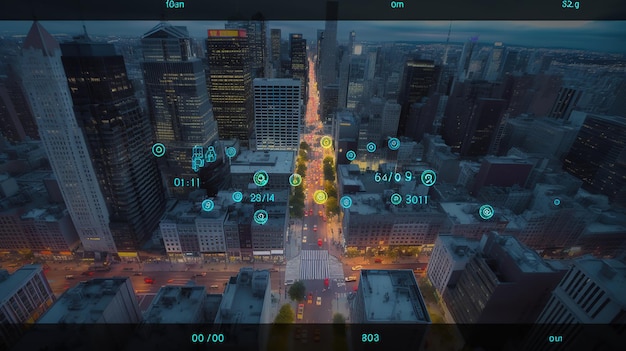 Free photo machine learning analytics identify person technology in smart city generative ai