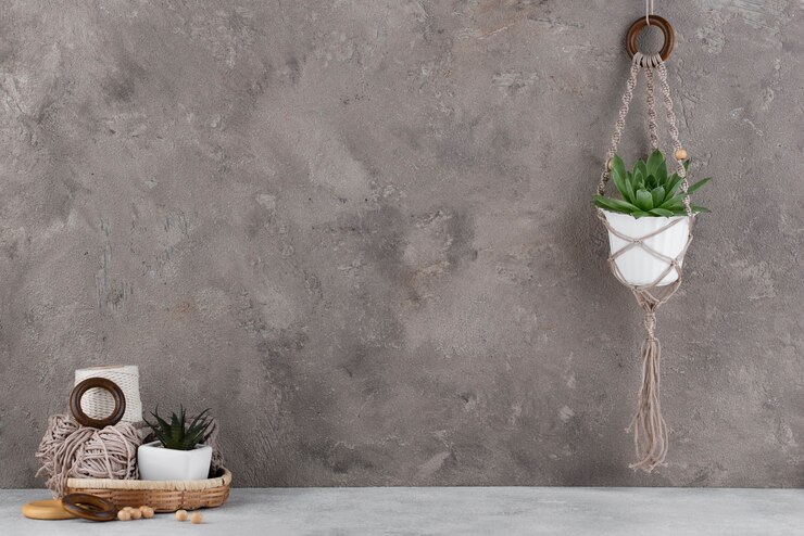 Free Photo macrame arrangement with copy space