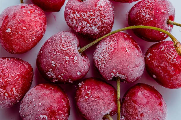 Macro frozen fruits arrangement