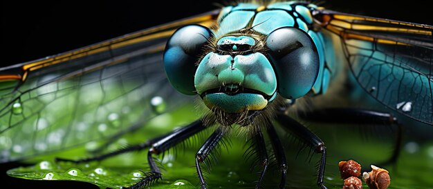 Macro portrait of a blue dragonfly Sympetrum striolatum