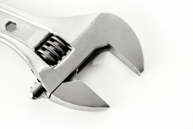 Free photo macro shot of adjustable wrench isolated on whtie background