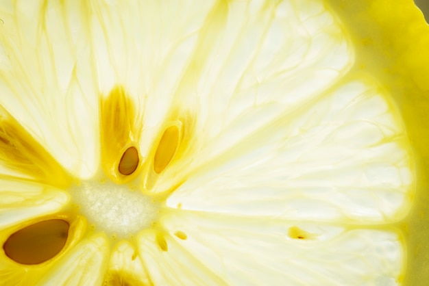 Macro shot of cut lemon