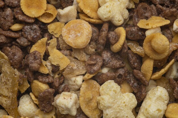 Macro shot of dry fruit and nuts under the light