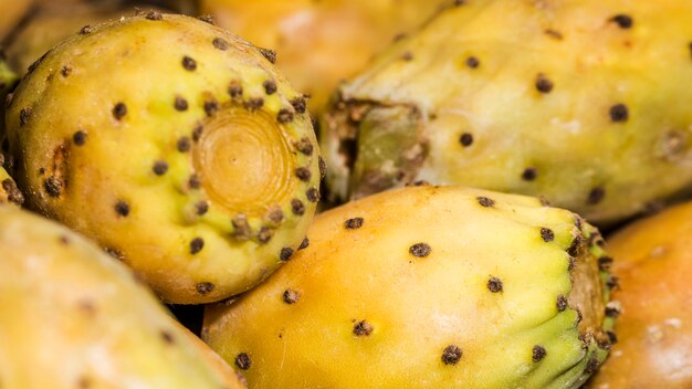 Macro shot of fresh fruits in market