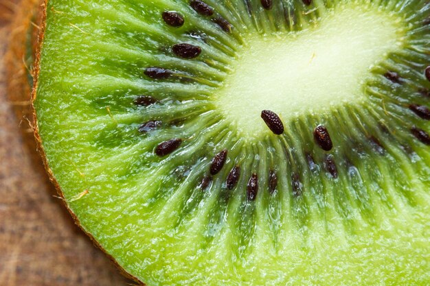 Macro shot of a fresh kiwi fruit