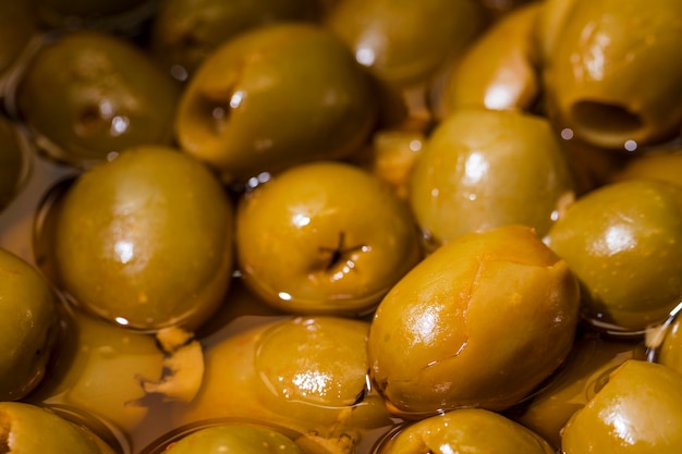 Macro shot of fresh yellow olives