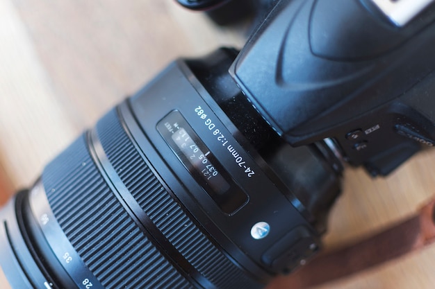 Macro shot of modern digital dslr camera