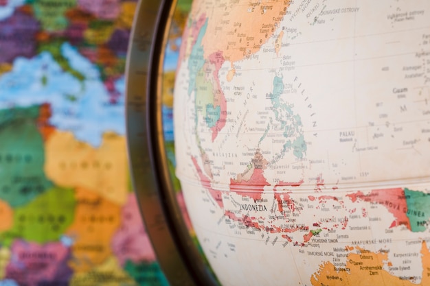 Macro shot of an old vintage globe