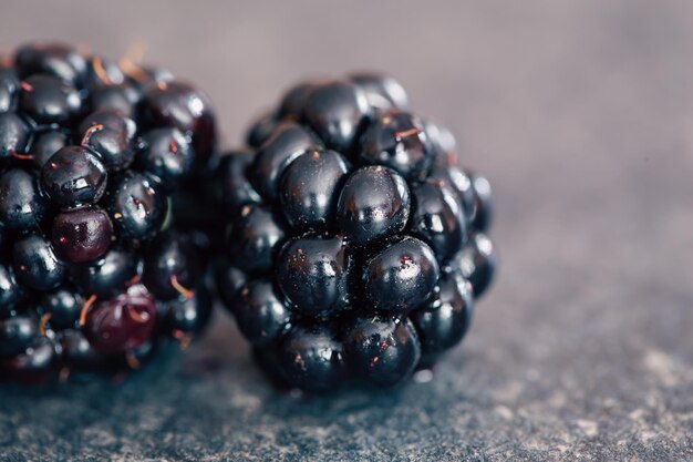 Macro shot of ripe blackberries natural background